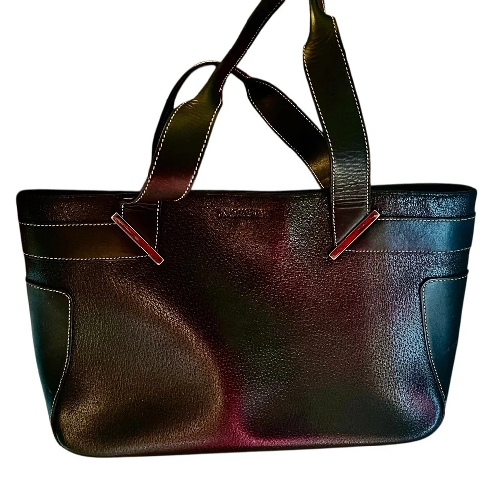 Gucci Rare Black Leather Bag with Silvertone Accents